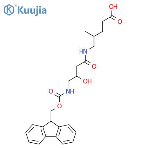 5-4-({(9H-fluoren-9-yl)methoxycarbonyl}amino)-3-hydroxybutanamido-4-methylpentanoic acid structure