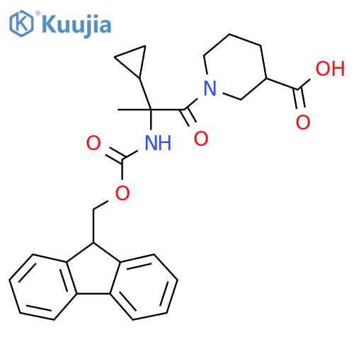 1-2-cyclopropyl-2-({(9H-fluoren-9-yl)methoxycarbonyl}amino)propanoylpiperidine-3-carboxylic acid structure