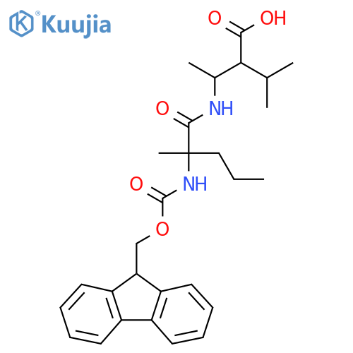 3-2-({(9H-fluoren-9-yl)methoxycarbonyl}amino)-2-methylpentanamido-2-(propan-2-yl)butanoic acid structure