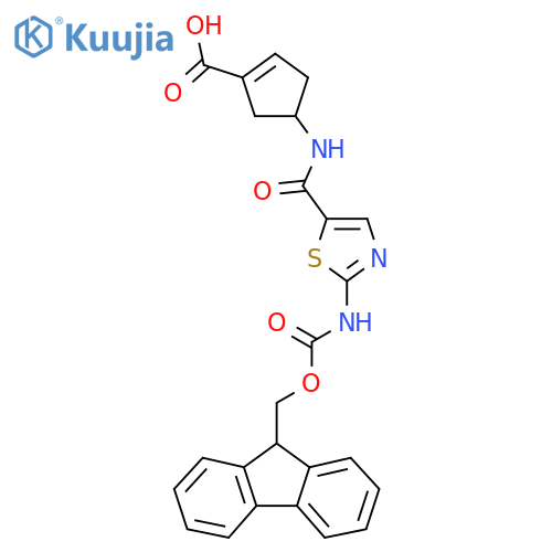 4-2-({(9H-fluoren-9-yl)methoxycarbonyl}amino)-1,3-thiazole-5-amidocyclopent-1-ene-1-carboxylic acid structure
