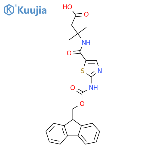 3-{2-({(9H-fluoren-9-yl)methoxycarbonyl}amino)-1,3-thiazol-5-ylformamido}-3-methylbutanoic acid structure