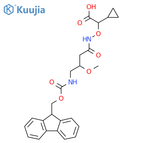 2-cyclopropyl-2-{4-({(9H-fluoren-9-yl)methoxycarbonyl}amino)-3-methoxybutanamidooxy}acetic acid structure