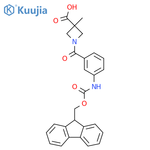 1-3-({(9H-fluoren-9-yl)methoxycarbonyl}amino)benzoyl-3-methylazetidine-3-carboxylic acid structure