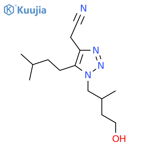 2-1-(4-hydroxy-2-methylbutyl)-5-(3-methylbutyl)-1H-1,2,3-triazol-4-ylacetonitrile structure