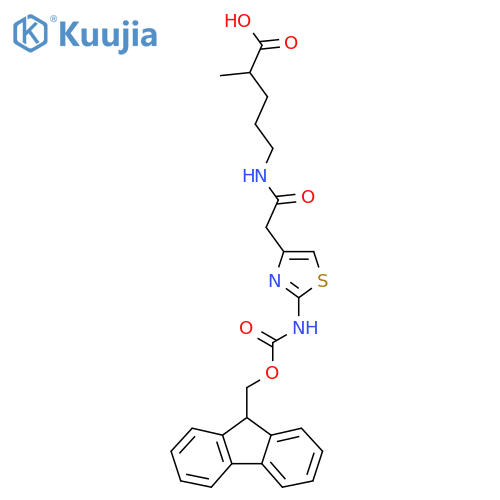 5-{2-2-({(9H-fluoren-9-yl)methoxycarbonyl}amino)-1,3-thiazol-4-ylacetamido}-2-methylpentanoic acid structure