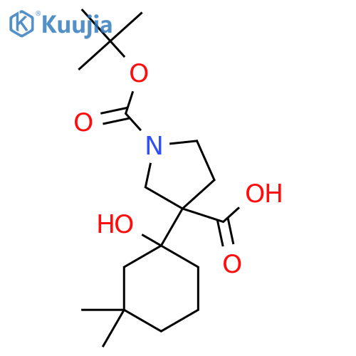 1-(tert-butoxy)carbonyl-3-(1-hydroxy-3,3-dimethylcyclohexyl)pyrrolidine-3-carboxylic acid structure