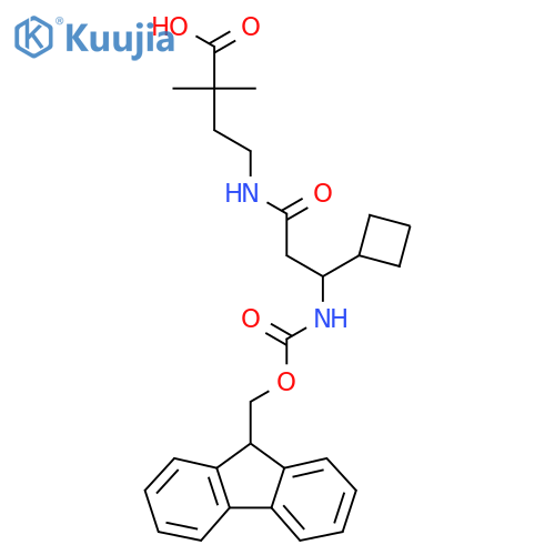 4-3-cyclobutyl-3-({(9H-fluoren-9-yl)methoxycarbonyl}amino)propanamido-2,2-dimethylbutanoic acid structure