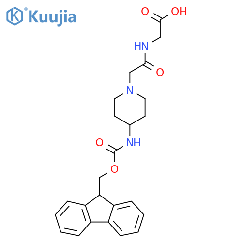 2-{2-4-({(9H-fluoren-9-yl)methoxycarbonyl}amino)piperidin-1-ylacetamido}acetic acid structure