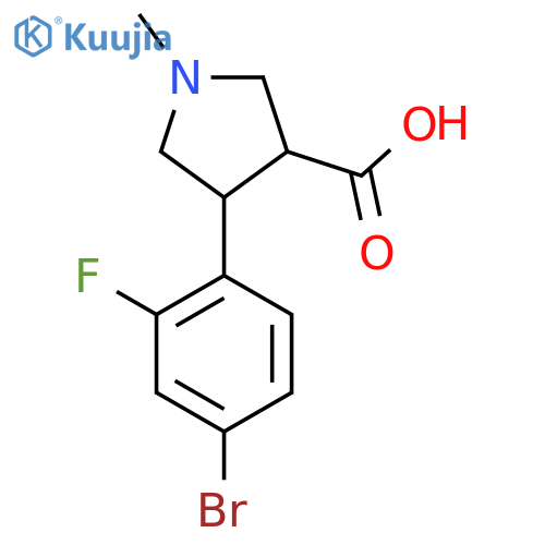 4-(4-bromo-2-fluorophenyl)-1-methylpyrrolidine-3-carboxylic acid structure