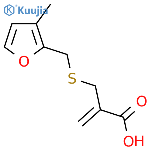 2-({(3-methylfuran-2-yl)methylsulfanyl}methyl)prop-2-enoic acid structure