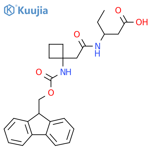 3-{2-[1-({[(9H-fluoren-9-yl)methoxy]carbonyl}amino)cyclobutyl]acetamido}pentanoic acid structure