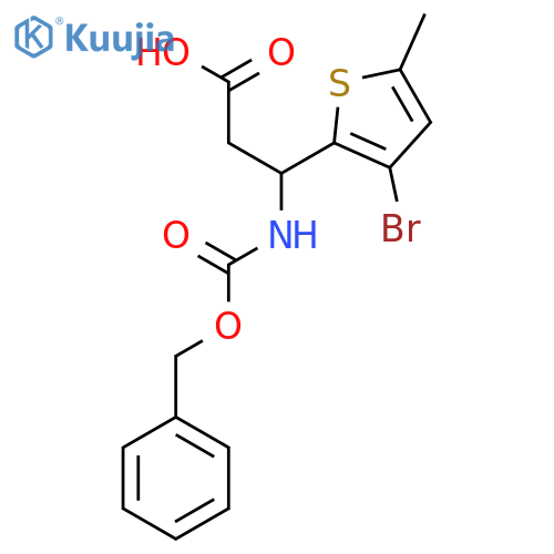 3-{(benzyloxy)carbonylamino}-3-(3-bromo-5-methylthiophen-2-yl)propanoic acid structure