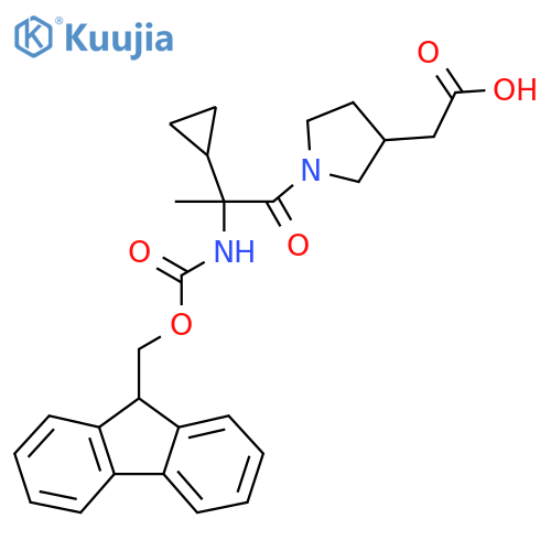 2-{1-2-cyclopropyl-2-({(9H-fluoren-9-yl)methoxycarbonyl}amino)propanoylpyrrolidin-3-yl}acetic acid structure