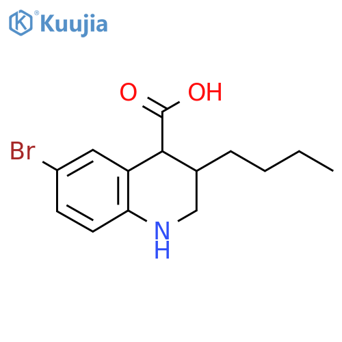 6-bromo-3-butyl-1,2,3,4-tetrahydroquinoline-4-carboxylic acid structure