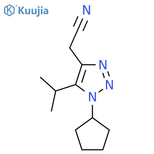 2-1-cyclopentyl-5-(propan-2-yl)-1H-1,2,3-triazol-4-ylacetonitrile structure