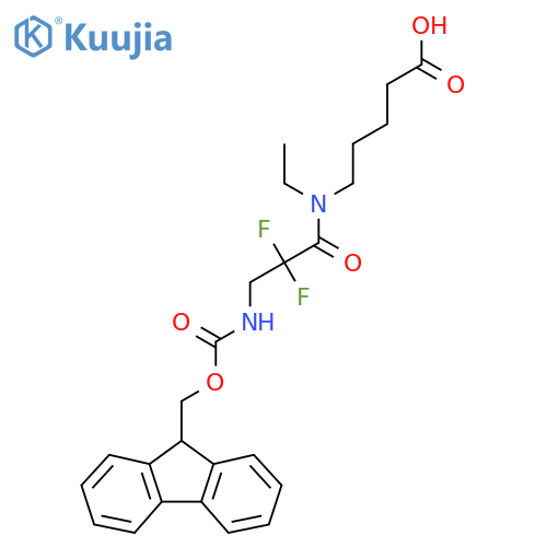 5-N-ethyl-3-({(9H-fluoren-9-yl)methoxycarbonyl}amino)-2,2-difluoropropanamidopentanoic acid structure