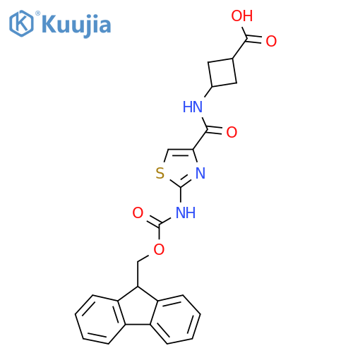 3-2-({(9H-fluoren-9-yl)methoxycarbonyl}amino)-1,3-thiazole-4-amidocyclobutane-1-carboxylic acid structure