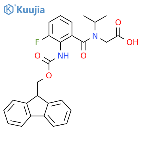 2-{1-2-({(9H-fluoren-9-yl)methoxycarbonyl}amino)-3-fluorophenyl-N-(propan-2-yl)formamido}acetic acid structure