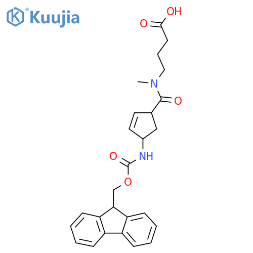 4-{1-4-({(9H-fluoren-9-yl)methoxycarbonyl}amino)cyclopent-2-en-1-yl-N-methylformamido}butanoic acid structure
