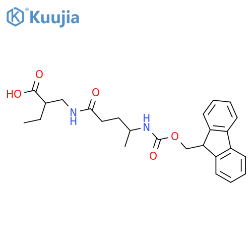 2-{4-({(9H-fluoren-9-yl)methoxycarbonyl}amino)pentanamidomethyl}butanoic acid structure