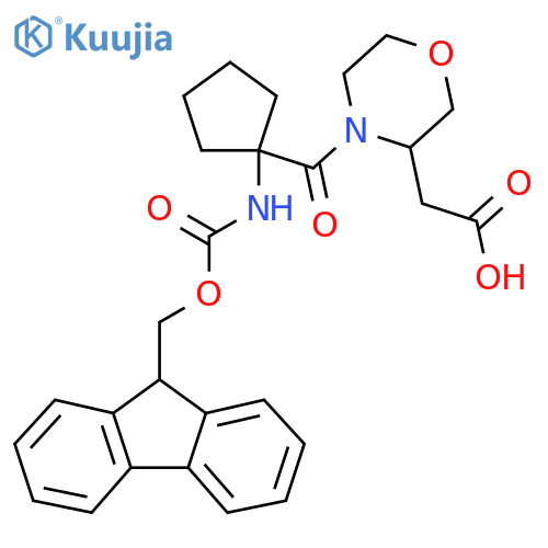 2-{4-1-({(9H-fluoren-9-yl)methoxycarbonyl}amino)cyclopentanecarbonylmorpholin-3-yl}acetic acid structure