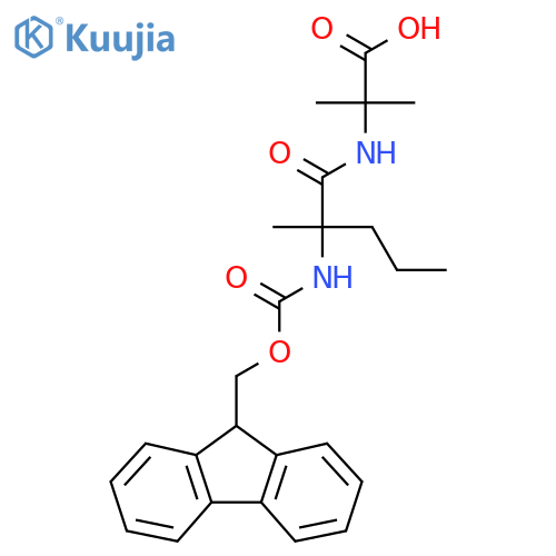 2-2-({(9H-fluoren-9-yl)methoxycarbonyl}amino)-2-methylpentanamido-2-methylpropanoic acid structure