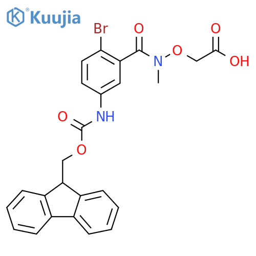 2-({1-2-bromo-5-({(9H-fluoren-9-yl)methoxycarbonyl}amino)phenyl-N-methylformamido}oxy)acetic acid structure