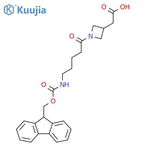 2-{1-5-({(9H-fluoren-9-yl)methoxycarbonyl}amino)pentanoylazetidin-3-yl}acetic acid structure