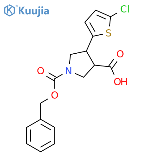 1-(benzyloxy)carbonyl-4-(5-chlorothiophen-2-yl)pyrrolidine-3-carboxylic acid structure
