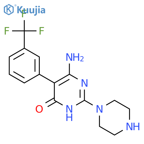 6-Amino-2-(piperazin-1-yl)-5-[3-(trifluoromethyl)phenyl]-3,4-dihydropyrimidin-4-one structure