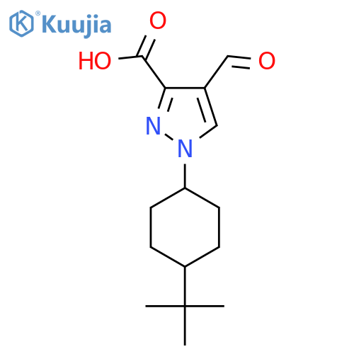 1-(4-tert-butylcyclohexyl)-4-formyl-1H-pyrazole-3-carboxylic acid structure