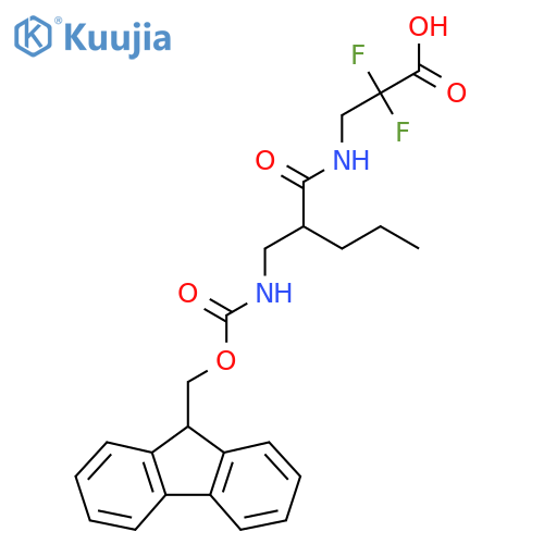 3-{2-({(9H-fluoren-9-yl)methoxycarbonyl}amino)methylpentanamido}-2,2-difluoropropanoic acid structure