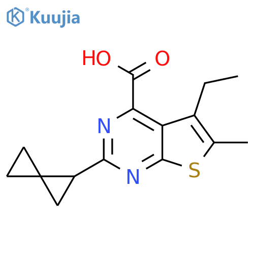 5-ethyl-6-methyl-2-{spiro2.2pentan-1-yl}thieno2,3-dpyrimidine-4-carboxylic acid structure