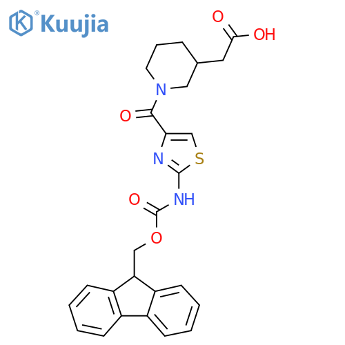 2-{1-2-({(9H-fluoren-9-yl)methoxycarbonyl}amino)-1,3-thiazole-4-carbonylpiperidin-3-yl}acetic acid structure