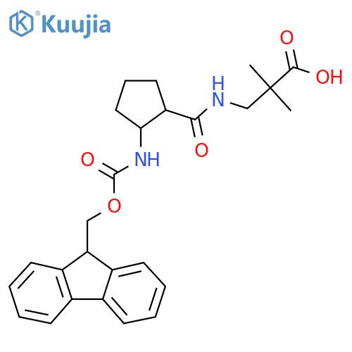 3-{2-({(9H-fluoren-9-yl)methoxycarbonyl}amino)cyclopentylformamido}-2,2-dimethylpropanoic acid structure