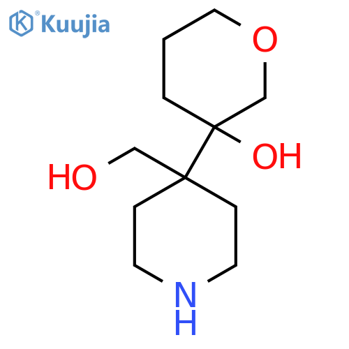 3-4-(hydroxymethyl)piperidin-4-yloxan-3-ol structure