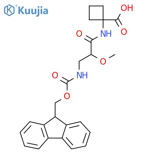 1-3-({(9H-fluoren-9-yl)methoxycarbonyl}amino)-2-methoxypropanamidocyclobutane-1-carboxylic acid structure