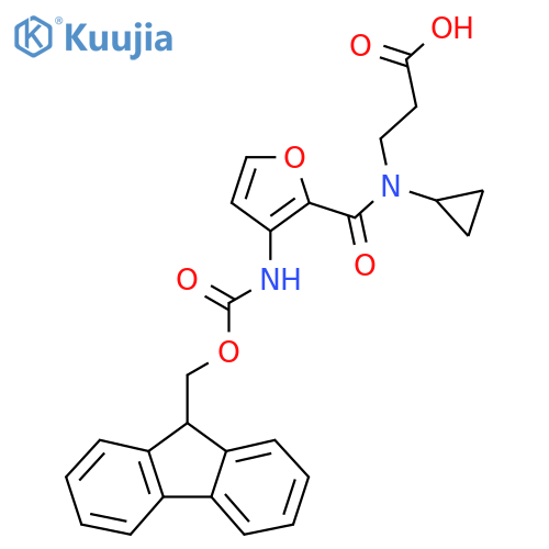 3-{N-cyclopropyl-1-3-({(9H-fluoren-9-yl)methoxycarbonyl}amino)furan-2-ylformamido}propanoic acid structure