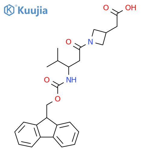 2-{1-3-({(9H-fluoren-9-yl)methoxycarbonyl}amino)-4-methylpentanoylazetidin-3-yl}acetic acid structure