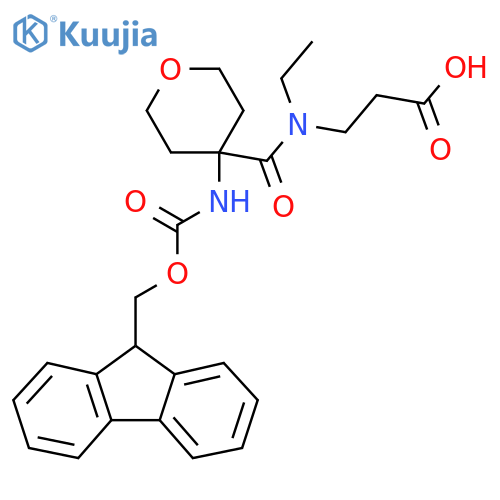 3-{N-ethyl-1-4-({(9H-fluoren-9-yl)methoxycarbonyl}amino)oxan-4-ylformamido}propanoic acid structure