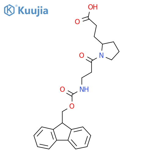 3-{1-3-({(9H-fluoren-9-yl)methoxycarbonyl}amino)propanoylpyrrolidin-2-yl}propanoic acid structure