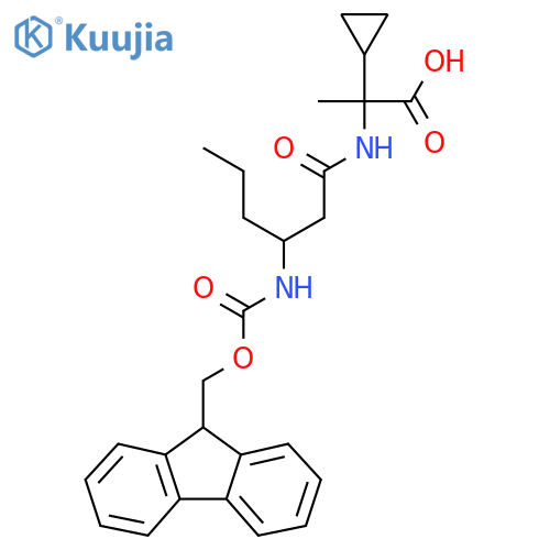2-cyclopropyl-2-3-({(9H-fluoren-9-yl)methoxycarbonyl}amino)hexanamidopropanoic acid structure