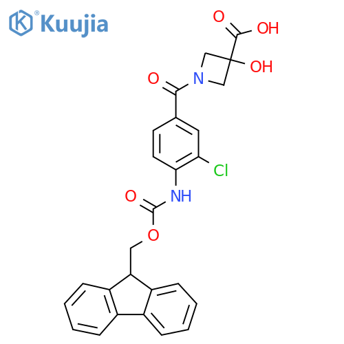 1-3-chloro-4-({(9H-fluoren-9-yl)methoxycarbonyl}amino)benzoyl-3-hydroxyazetidine-3-carboxylic acid structure