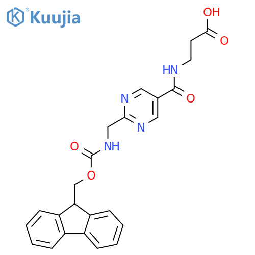 3-({2-({(9H-fluoren-9-yl)methoxycarbonyl}amino)methylpyrimidin-5-yl}formamido)propanoic acid structure