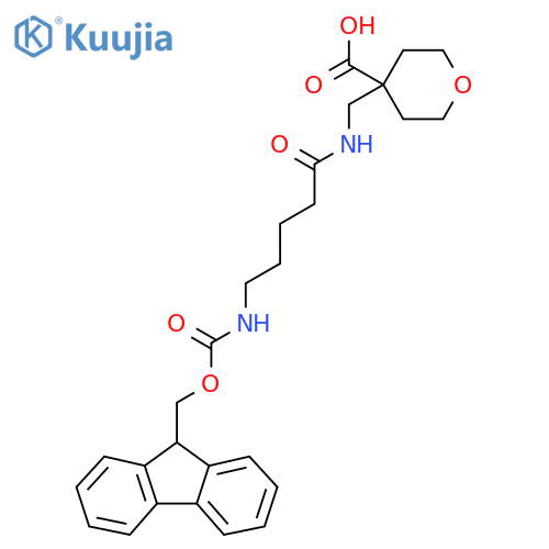 4-{5-({(9H-fluoren-9-yl)methoxycarbonyl}amino)pentanamidomethyl}oxane-4-carboxylic acid structure