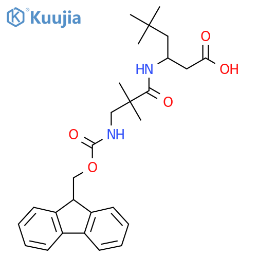 3-3-({(9H-fluoren-9-yl)methoxycarbonyl}amino)-2,2-dimethylpropanamido-5,5-dimethylhexanoic acid structure