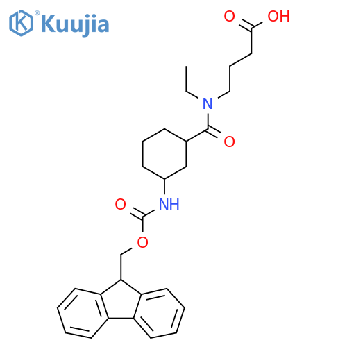4-{N-ethyl-1-3-({(9H-fluoren-9-yl)methoxycarbonyl}amino)cyclohexylformamido}butanoic acid structure