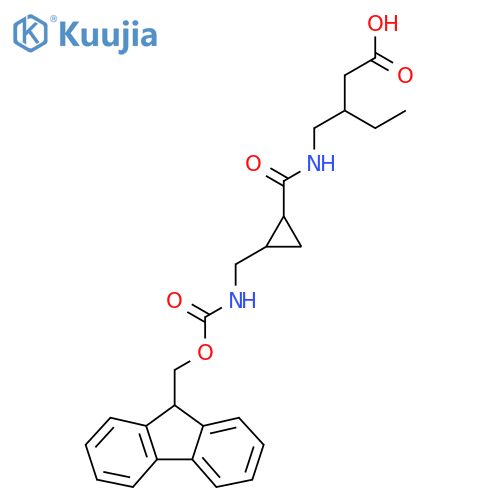 3-({2-({(9H-fluoren-9-yl)methoxycarbonyl}amino)methylcyclopropyl}formamido)methylpentanoic acid structure