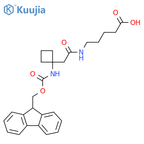 5-{2-1-({(9H-fluoren-9-yl)methoxycarbonyl}amino)cyclobutylacetamido}pentanoic acid structure