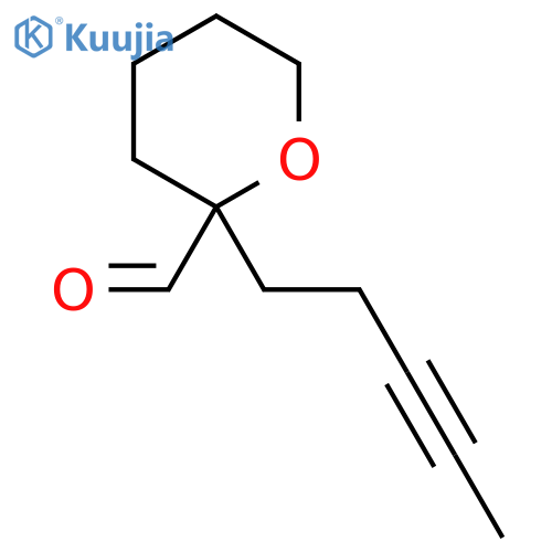 2-(pent-3-yn-1-yl)oxane-2-carbaldehyde structure